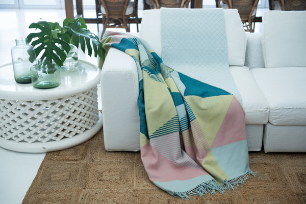 Wohndecke Bella Vita Angular Teal - Eggshell