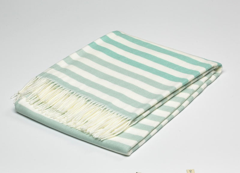 Wohndecke Melody Blockstreifen Mint - Eisblau - Natur