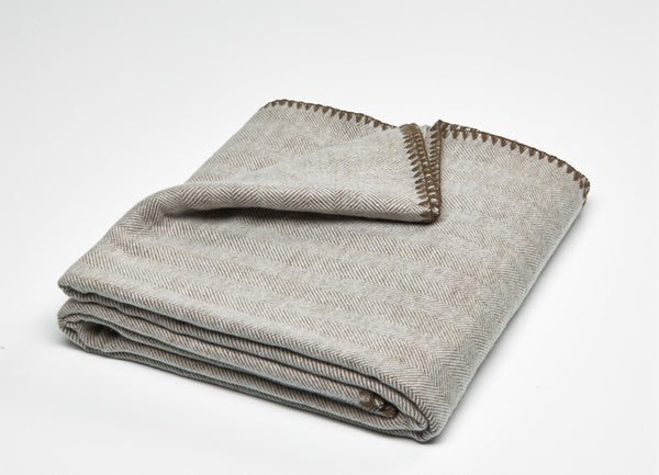 Wohndecke Winter Heringbone Grau - Natur