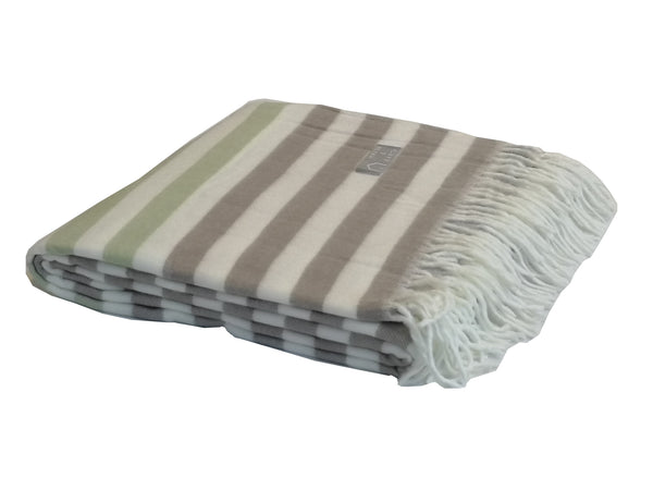 Wohndecke Melody Border Stripe Cobblestone - Soft Green