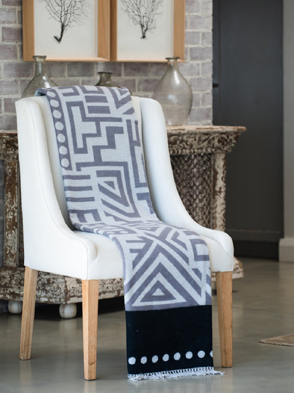 Wohndecke Amanda Cotton Global Tribe Iron - Fog